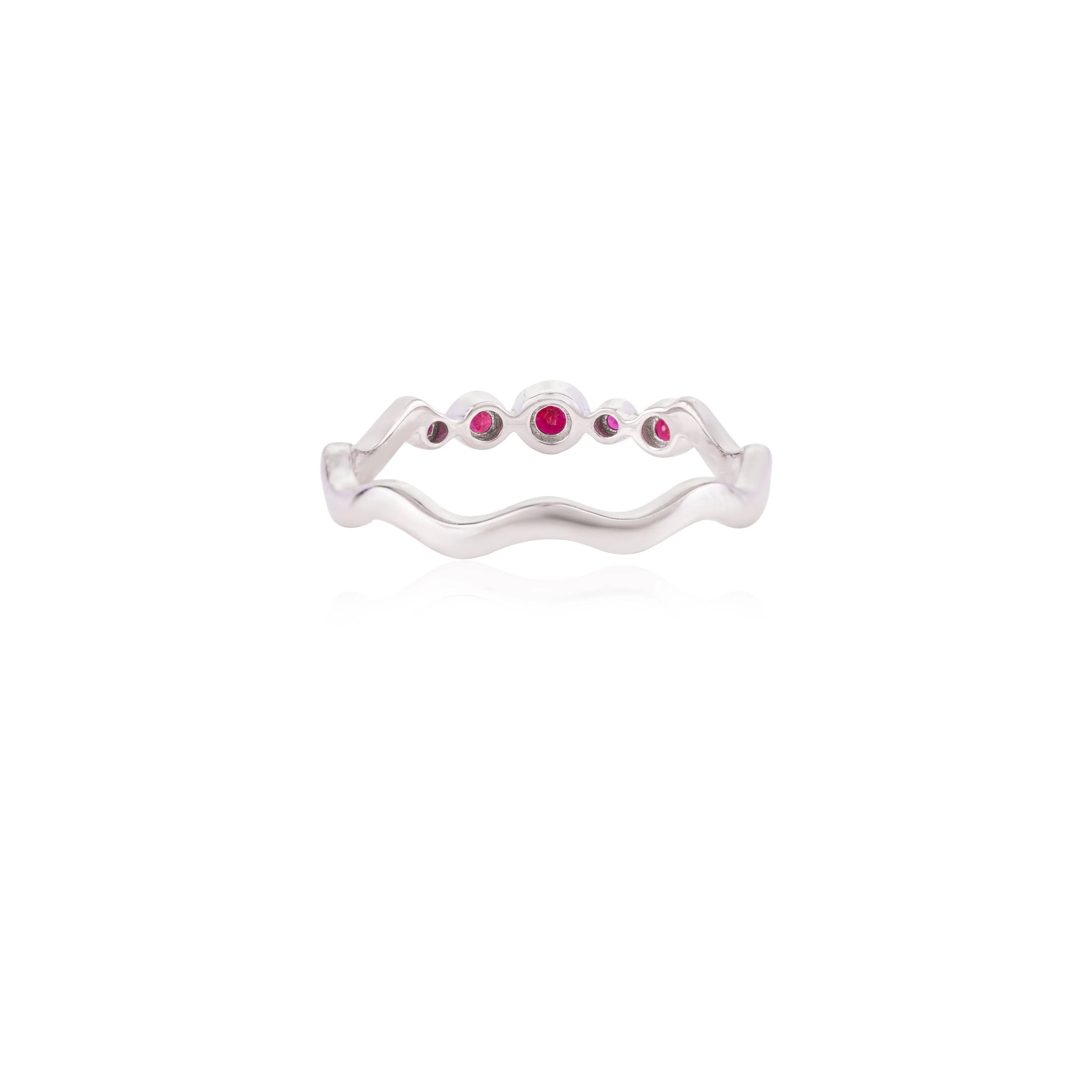 18K Gold Ruby Wavy Dainty Ring