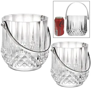 2 Ice Bucket Server Clear Crystal Bowl Cooler Plastic Wine Chiller BPA Free 40oz