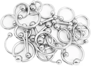 20 Mixed Body Piercing Jewelry Pack - Random Assortment of 8ga, 10ga, 12ga Jewelry