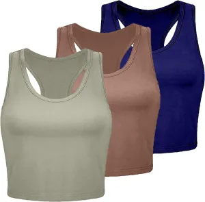 3 Pack Summer Tank Tops for Women U Neck Ribbed Sleeveless Camisole Shirts Racerback Crop Tops Going Out Clothes 2025