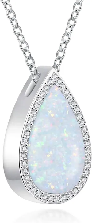 925 Sterling Silver Cremation Jewelry for Ashes Teardrop Urn Locket Jewelry for Ash Keepsake Urns Pendant Necklace for Ashes Memorial Jewelry Gifts