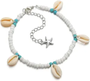 Anklets for Women, Anklet Jewelry Elastic Seashell Charm Alloy Body Chain Jewelry