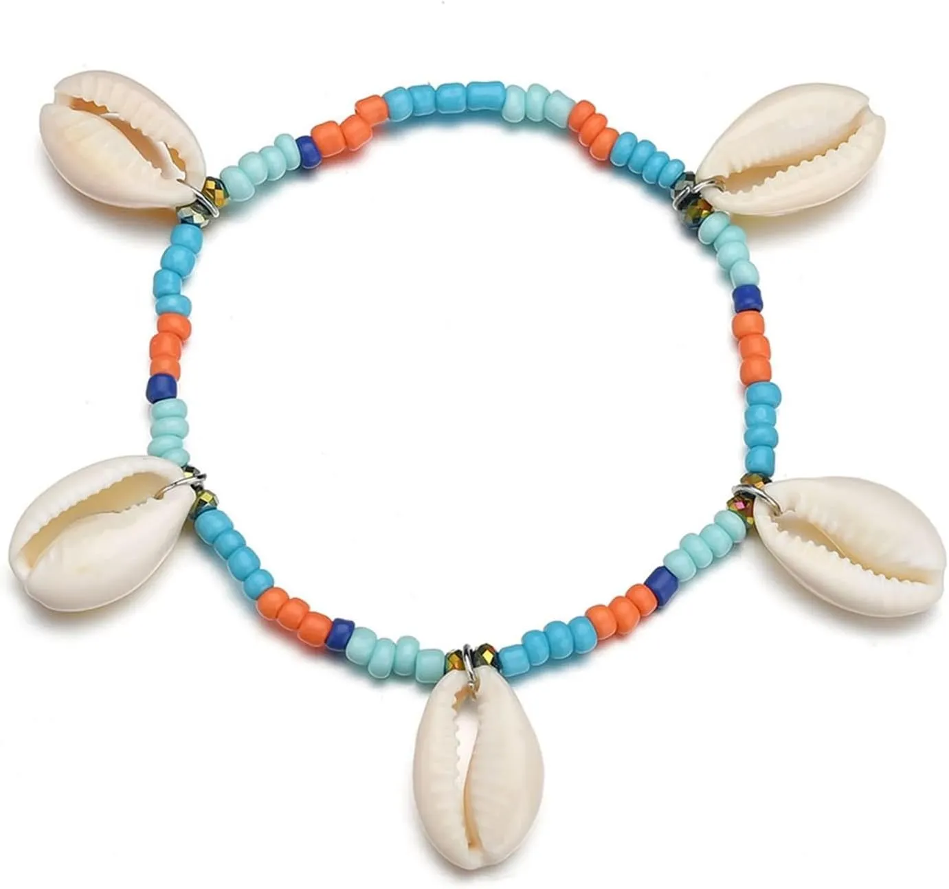 Anklets for Women, Anklet Jewelry Elastic Seashell Charm Alloy Body Chain Jewelry