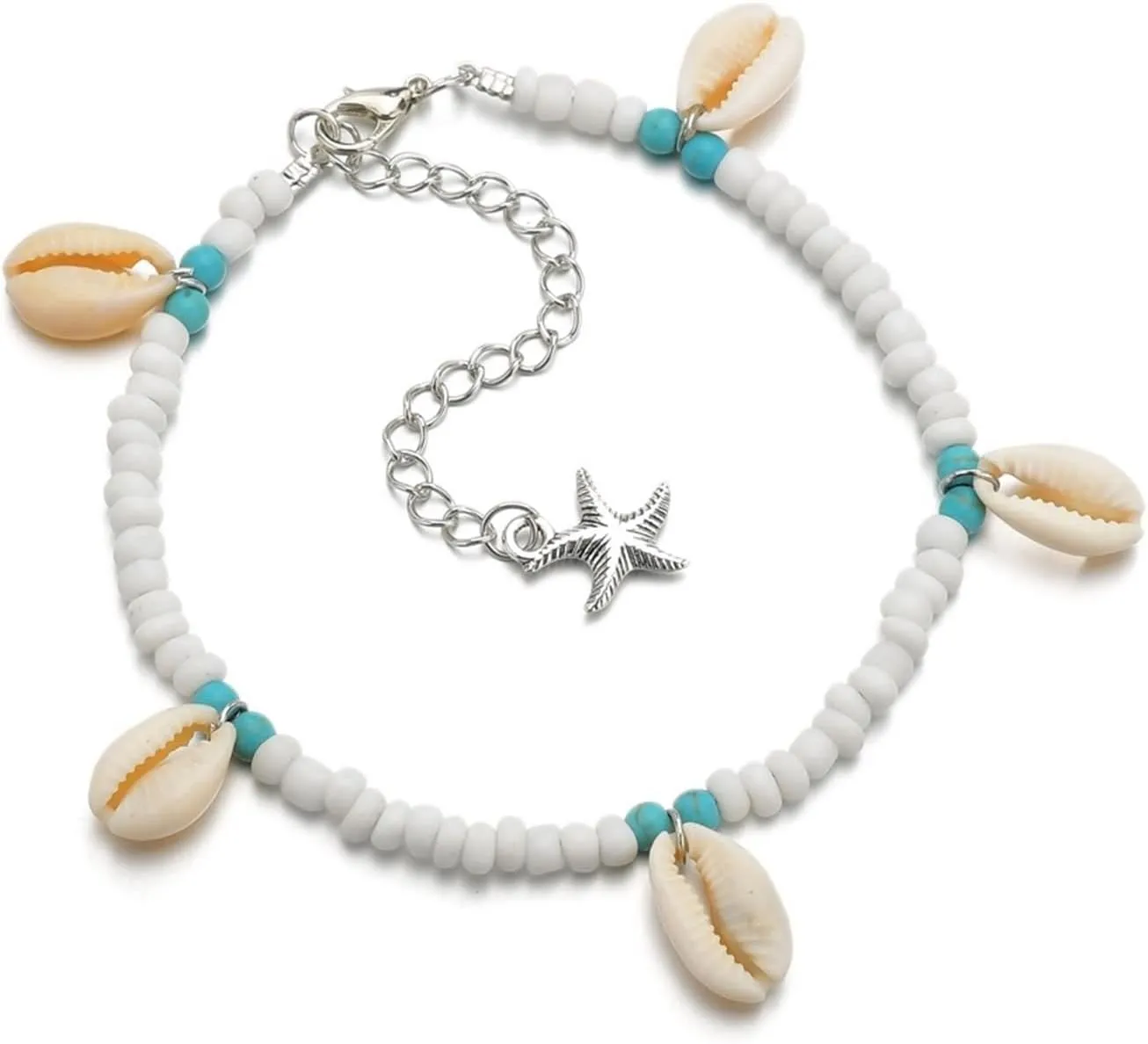 Anklets for Women, Anklet Jewelry Elastic Seashell Charm Alloy Body Chain Jewelry