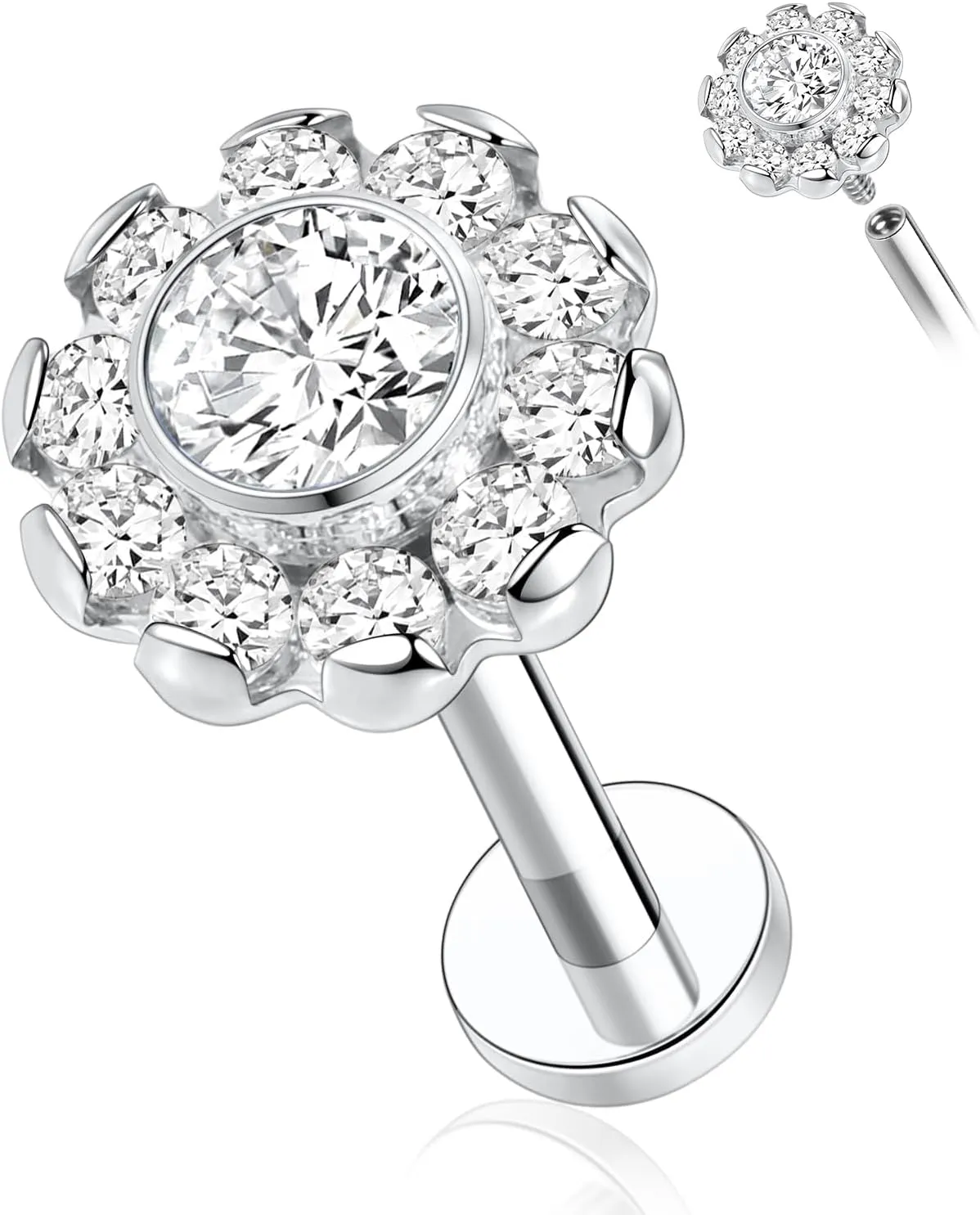 AROWRO G23 Titanium Labret Studs 16g Labret Jewelry Lip Piercing Jewelry Internally Threaded Monroe Jewelry Tragus Earrings 16g Helix Stud Cartilage Piercing