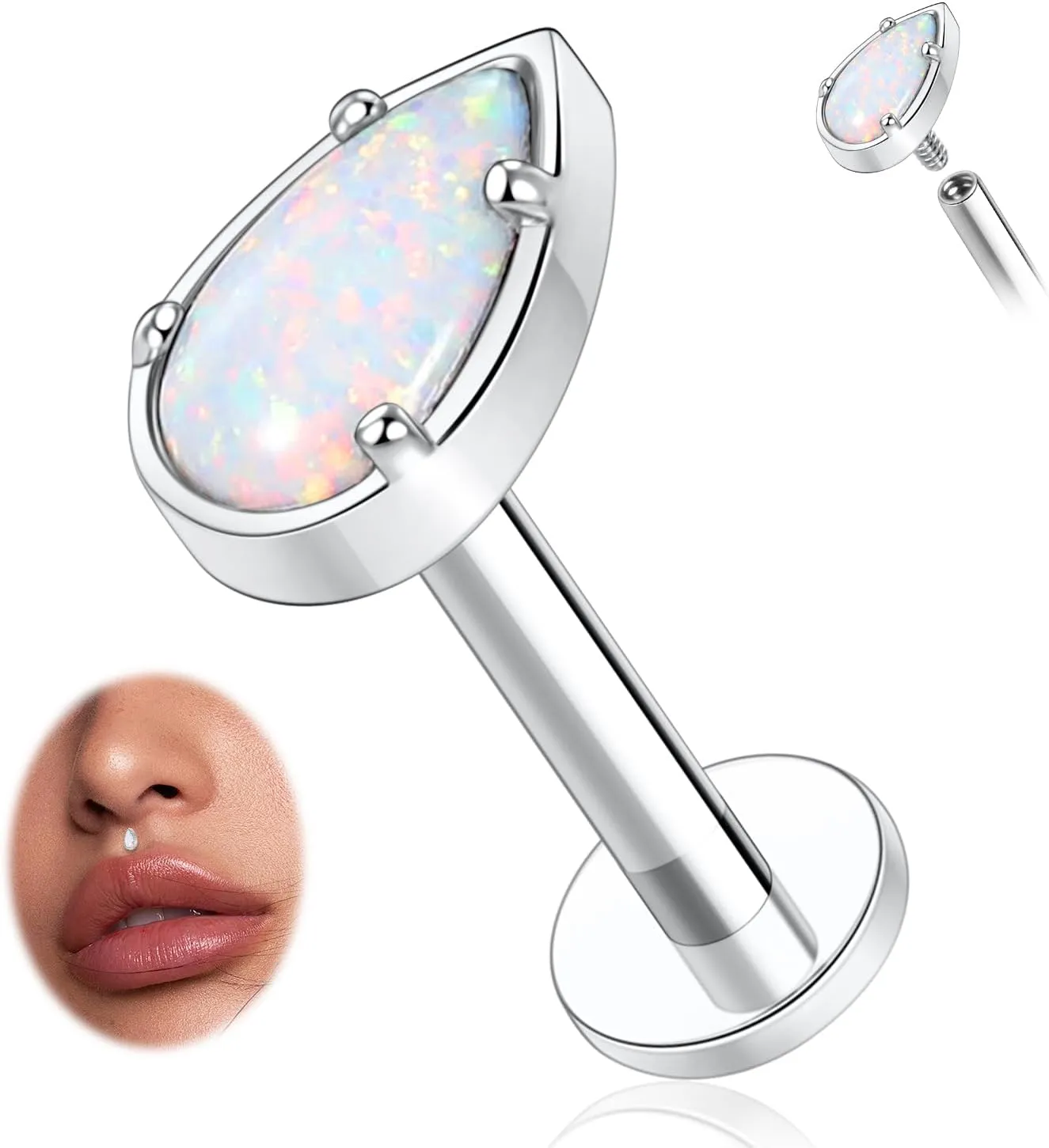 AROWRO G23 Titanium Labret Studs 16g Labret Jewelry Lip Piercing Jewelry Internally Threaded Monroe Jewelry Tragus Earrings 16g Helix Stud Cartilage Piercing