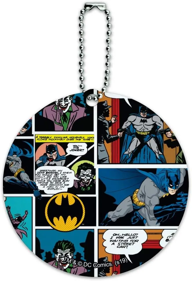 Batman Comic Pattern Round Luggage ID Tag Card Suitcase Carry-On
