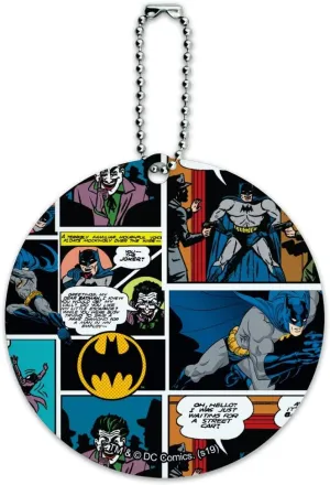 Batman Comic Pattern Round Luggage ID Tag Card Suitcase Carry-On