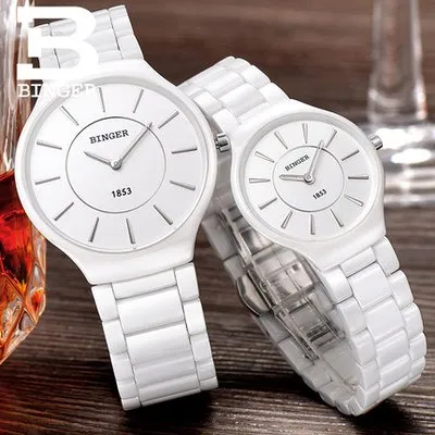Binger Swiss Ceramic Quartz Couple Watch BS8006CB