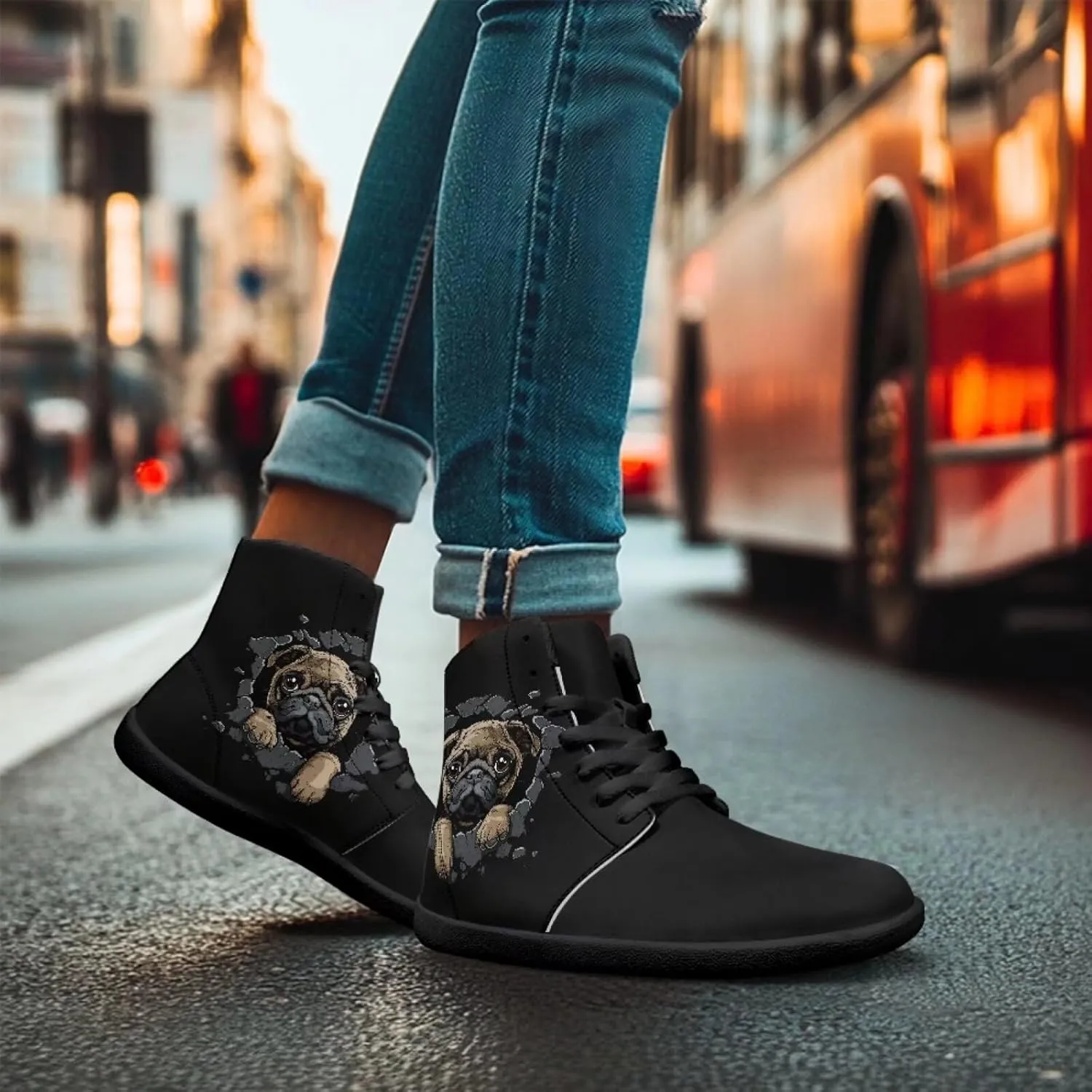 Binienty Barefoot Shoes Men Wide Toe Box High Top PU Minimalist Zero Drop Sneakers Outdoor Footwear