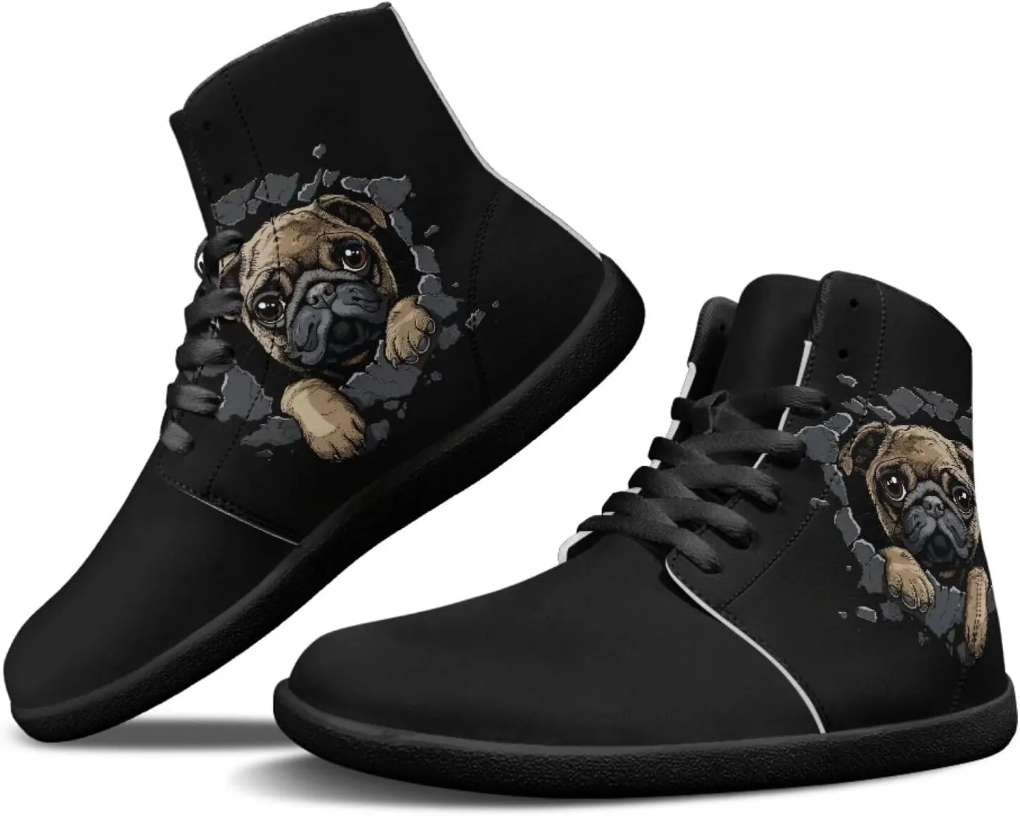 Binienty Barefoot Shoes Men Wide Toe Box High Top PU Minimalist Zero Drop Sneakers Outdoor Footwear