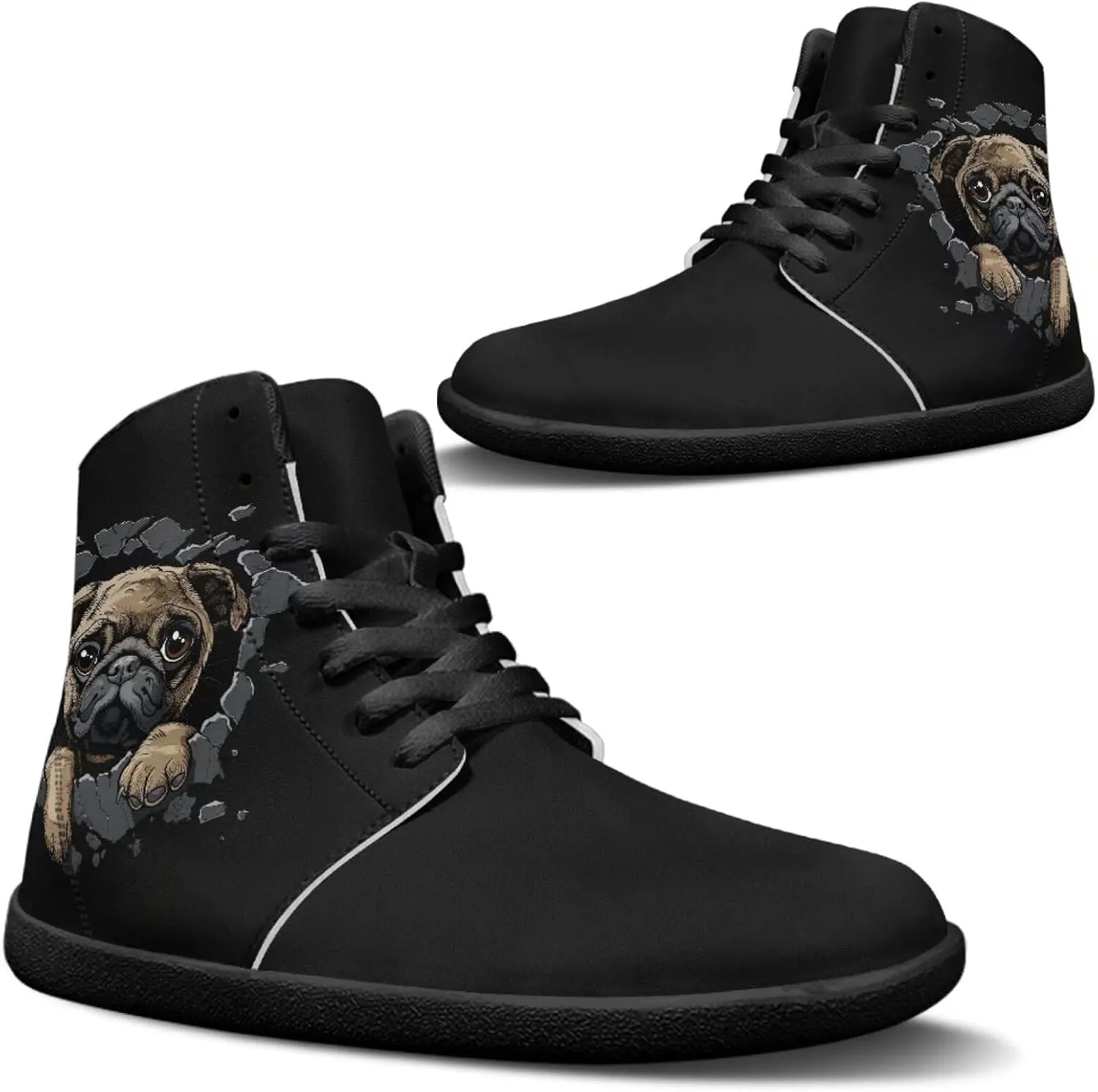Binienty Barefoot Shoes Men Wide Toe Box High Top PU Minimalist Zero Drop Sneakers Outdoor Footwear