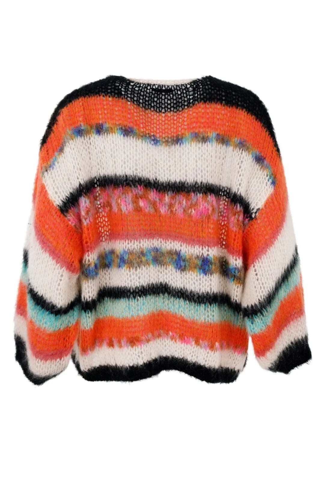 Black Colour - Bcadria Multi Striped Cardigan - Orange Multi