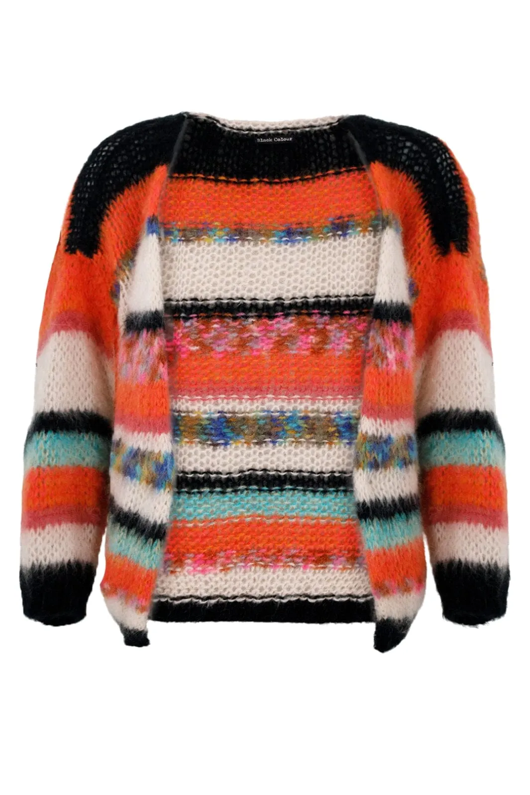 Black Colour - Bcadria Multi Striped Cardigan - Orange Multi