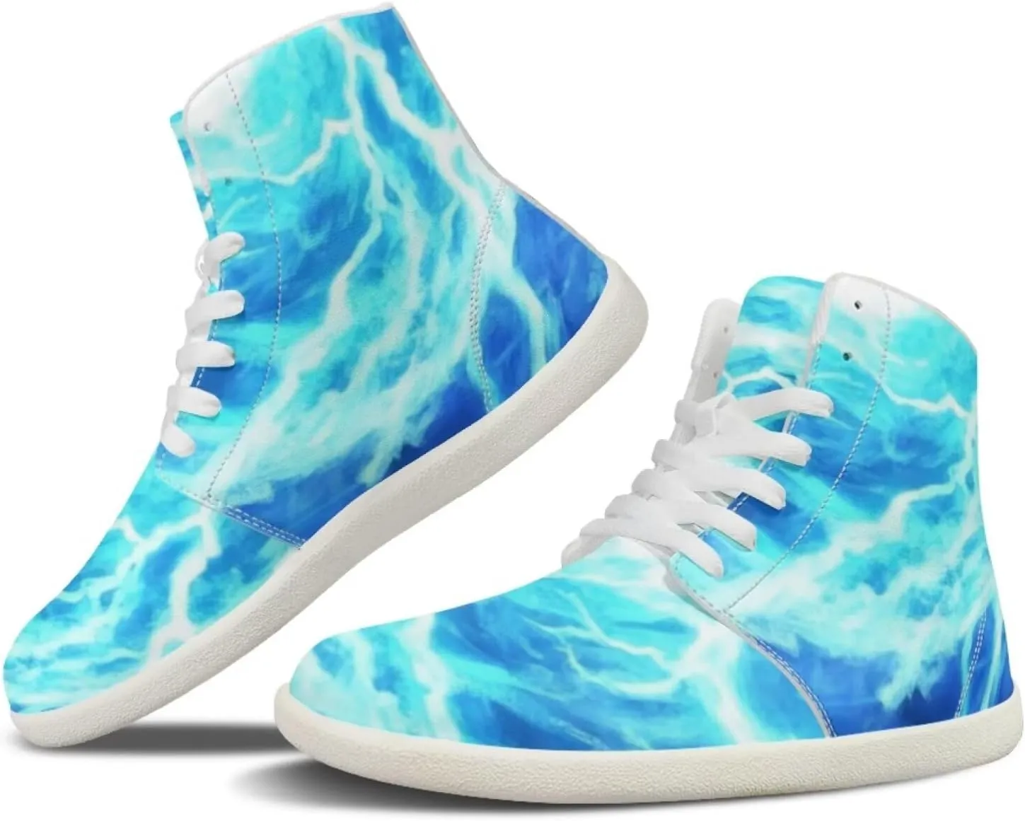 Blitz Flame Print Mens High Top Sneakers Womens Lightweight Wide Toe Barefoot Shoes Anti Slip Zero Drop Walking Shoes Sports Sneakers