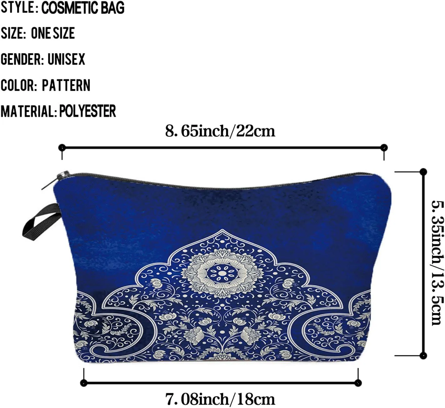 Blue White Porcelain Cosmetic Bag Cute Small Organizer Zipper Pouch Blue Ethnic Pattern Cosmetic Bag Present for Women Friends