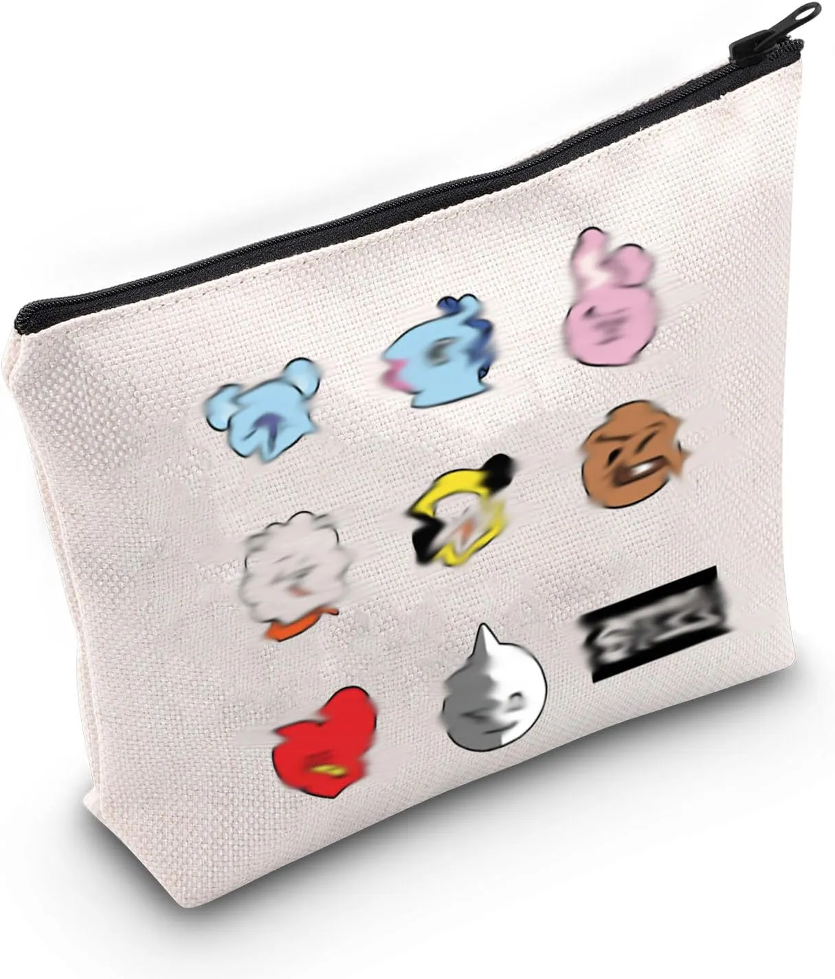BLUPARK K-pop Characters Makeup Bag K-pop Team Gift for Fans Singer Fan Gift Army Inspired Zipper Pouch Bag (BT bag)