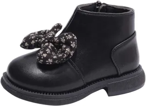 Bowknot Ankle Boots for Toddler Girls Princess Fashion Thick Bottom Birthday Sweet Dress Shoes with Side Zipper