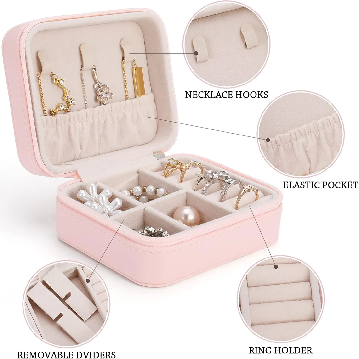 Bridesmaid Proposal Gifts Custom Leather Jewelry Box Birth Flower Travel Jewelry Case Ring Box Personalized Jewelry Organizer Wedding Bachelorette Gifts for Women(Blue)