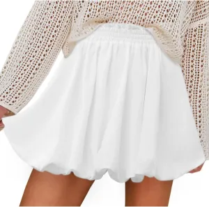 Bubble Skirt for Women Summer Solid Color Cute High Waist Ruffled Mini Skorts Casual Fashion Going Out Party Skirts