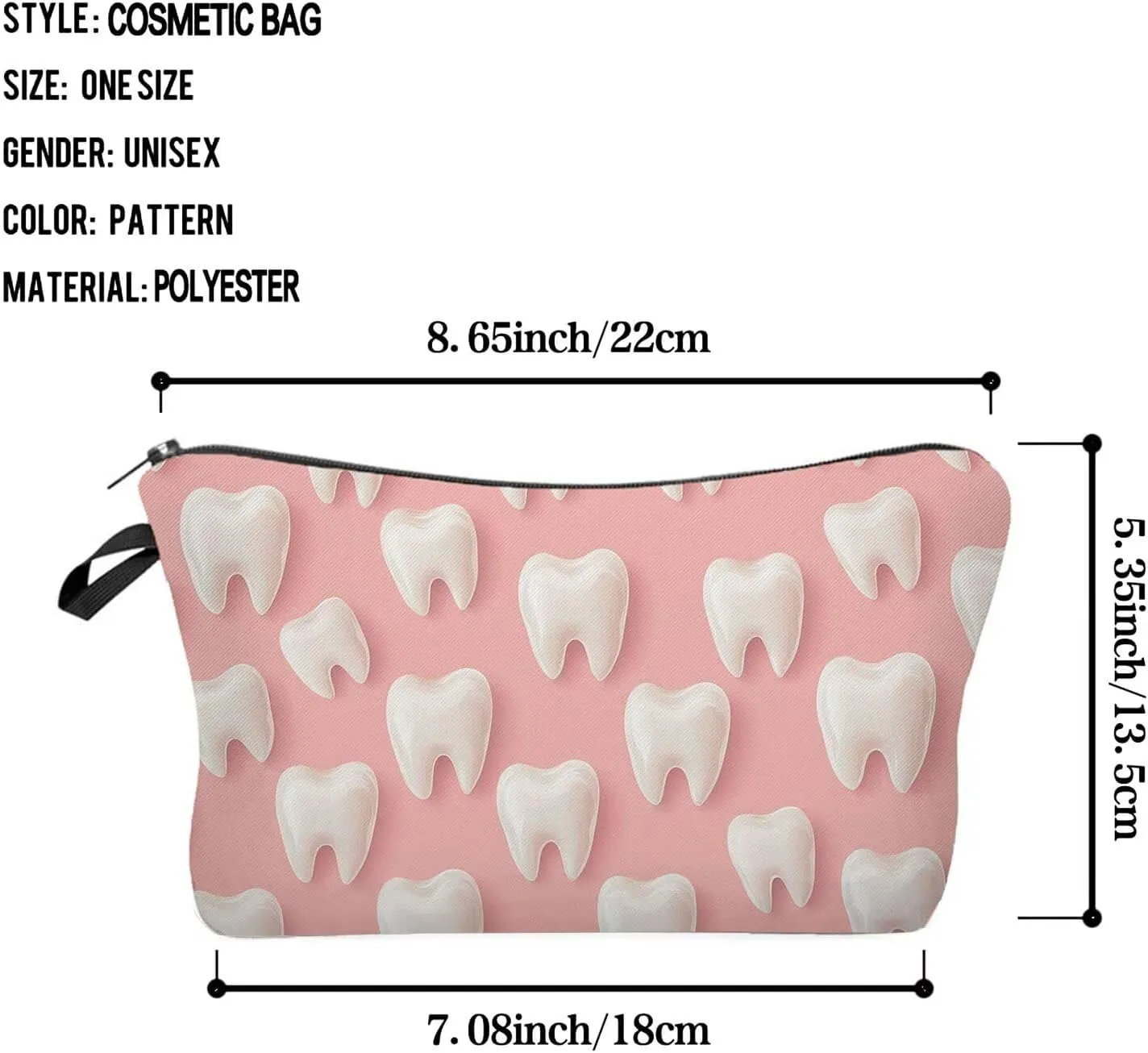 Cartoon Teeth Makeup Bag Cute Small Organizer Zipper Pouch Cartoon Teeth Cosmetic Bag Birthday Present for Women Friends -4