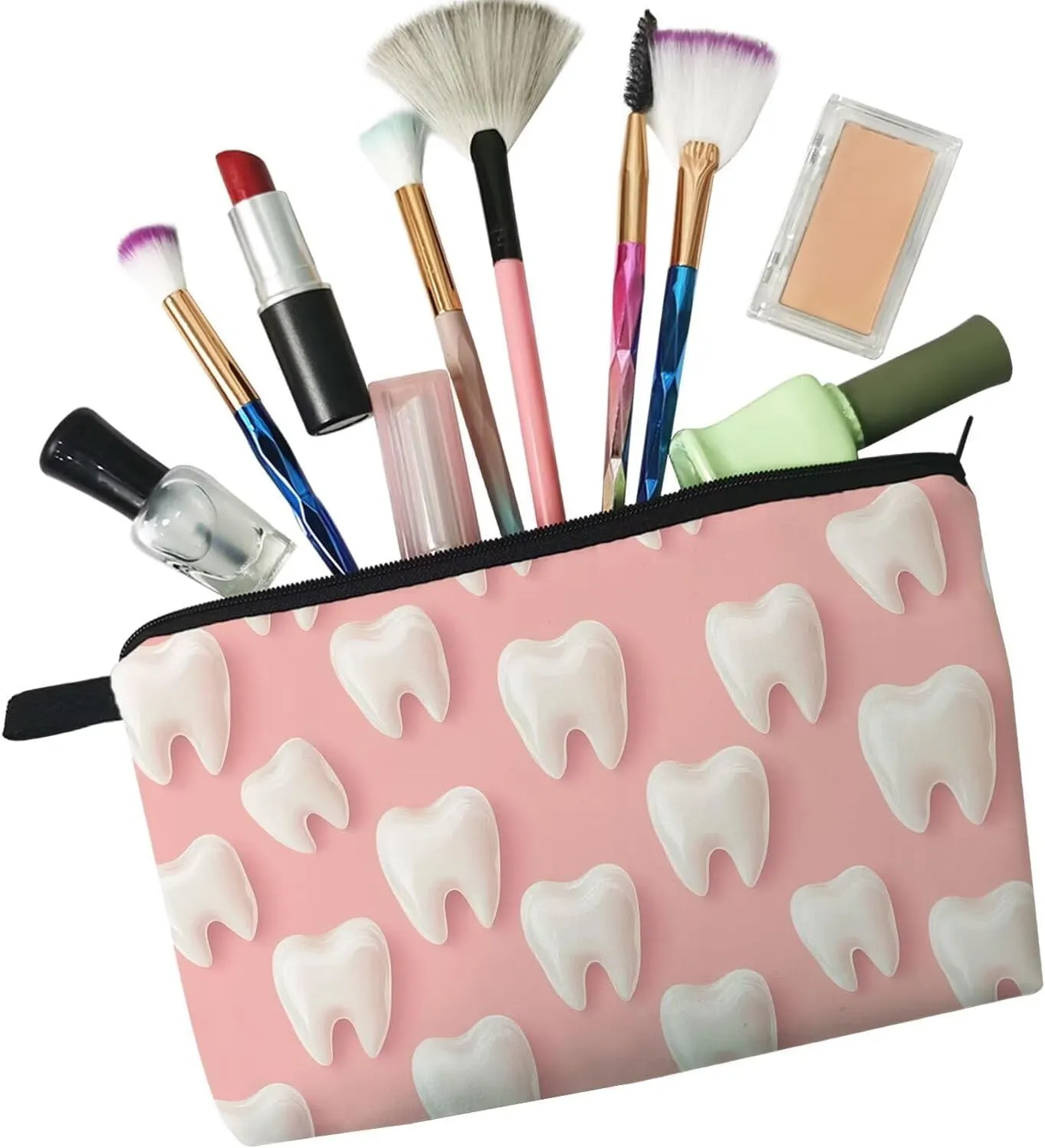 Cartoon Teeth Makeup Bag Cute Small Organizer Zipper Pouch Cartoon Teeth Cosmetic Bag Birthday Present for Women Friends -4