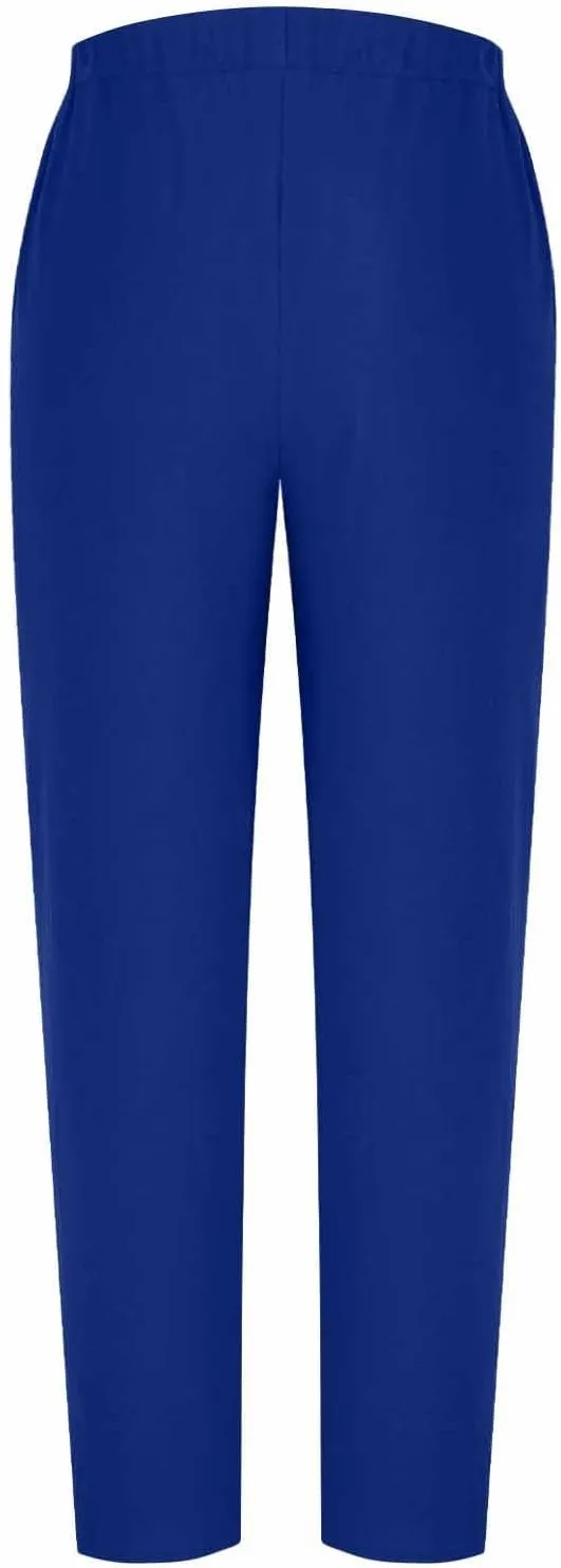 Casual Pants for Women Cotton Linen Harem Pants Elastic High Waist Pants Loose Fit Pants Summer Beach Pants Pockets