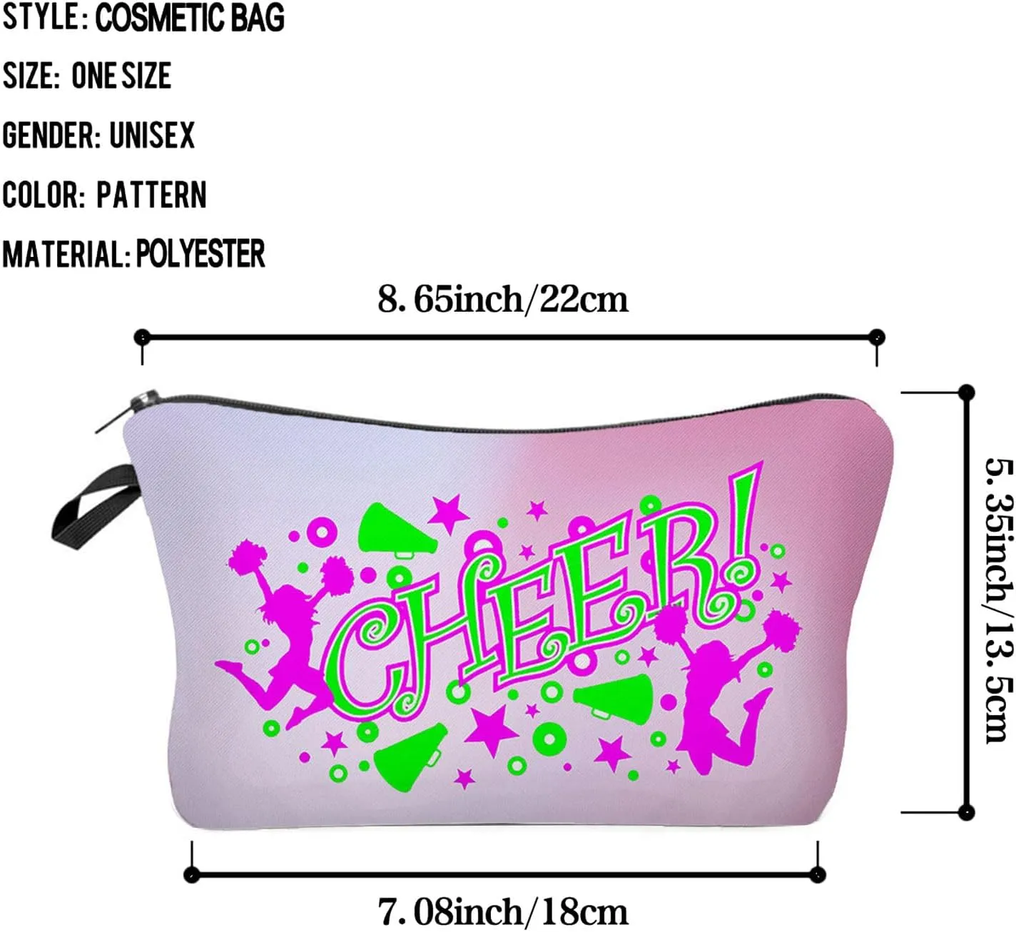 Cheer Squad Makeup Bag Cute Small Organizer Bag Travel Toiletry Zipper Pouch Cheer Cosmetic Bag Present for Cheerleaders Cheerleading Coach Teammates Women