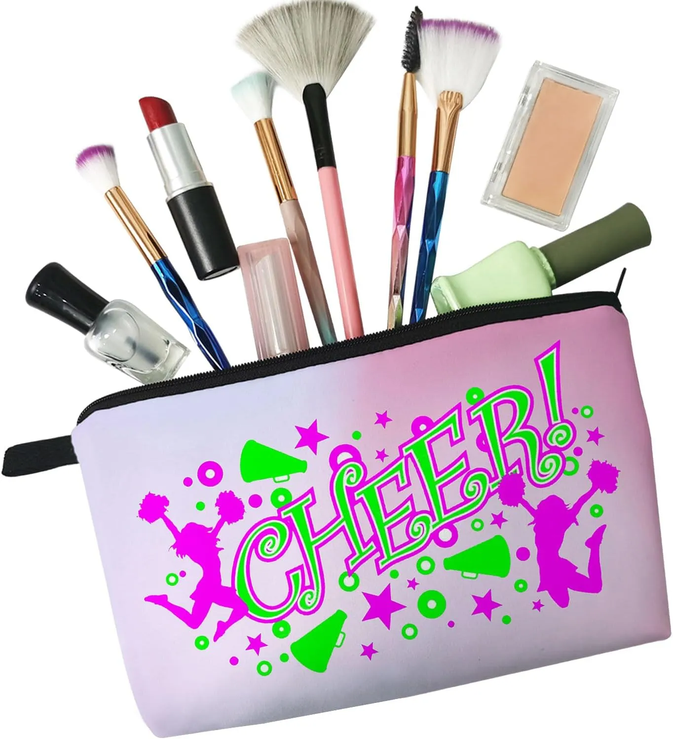 Cheer Squad Makeup Bag Cute Small Organizer Bag Travel Toiletry Zipper Pouch Cheer Cosmetic Bag Present for Cheerleaders Cheerleading Coach Teammates Women