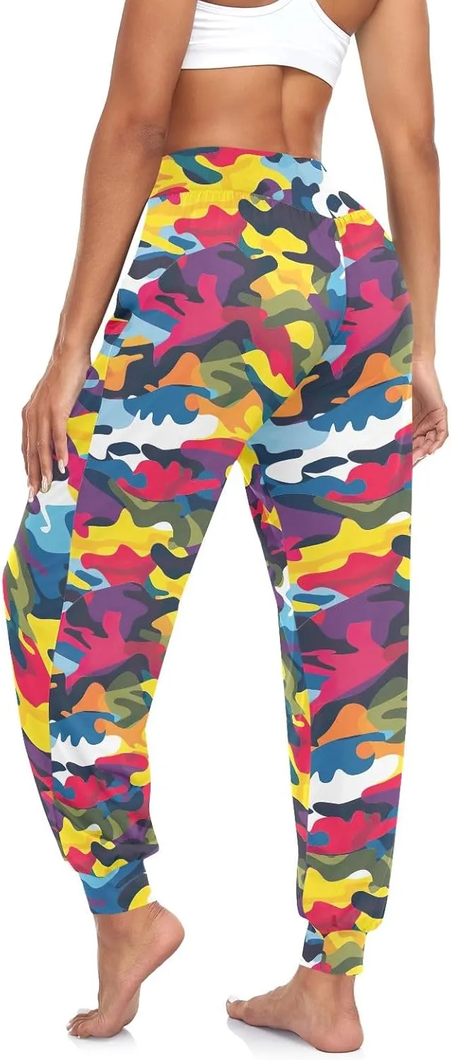CHIFIGNO Womens Harem Pants Harem Pants Women Workout Joggers Lightweight Casual Pants