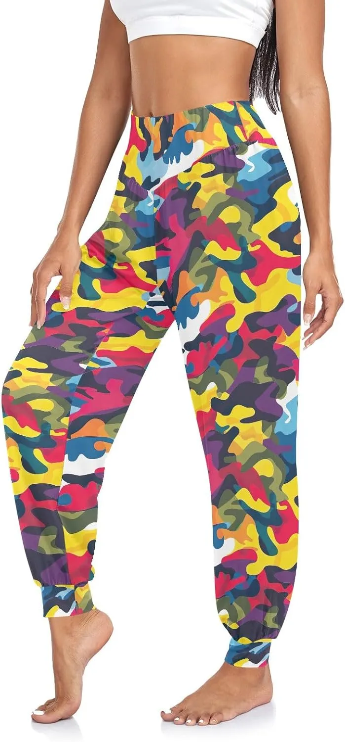 CHIFIGNO Womens Harem Pants Harem Pants Women Workout Joggers Lightweight Casual Pants