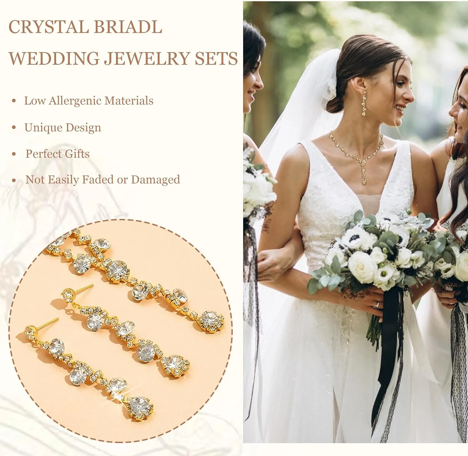 choice of all Wedding Jewelry Set for Brides Bridesmaids Silver Rhinestone Necklace Earrings Bracelet Sets Formal Costume Jewelry Prom Jewelry Sets for Women