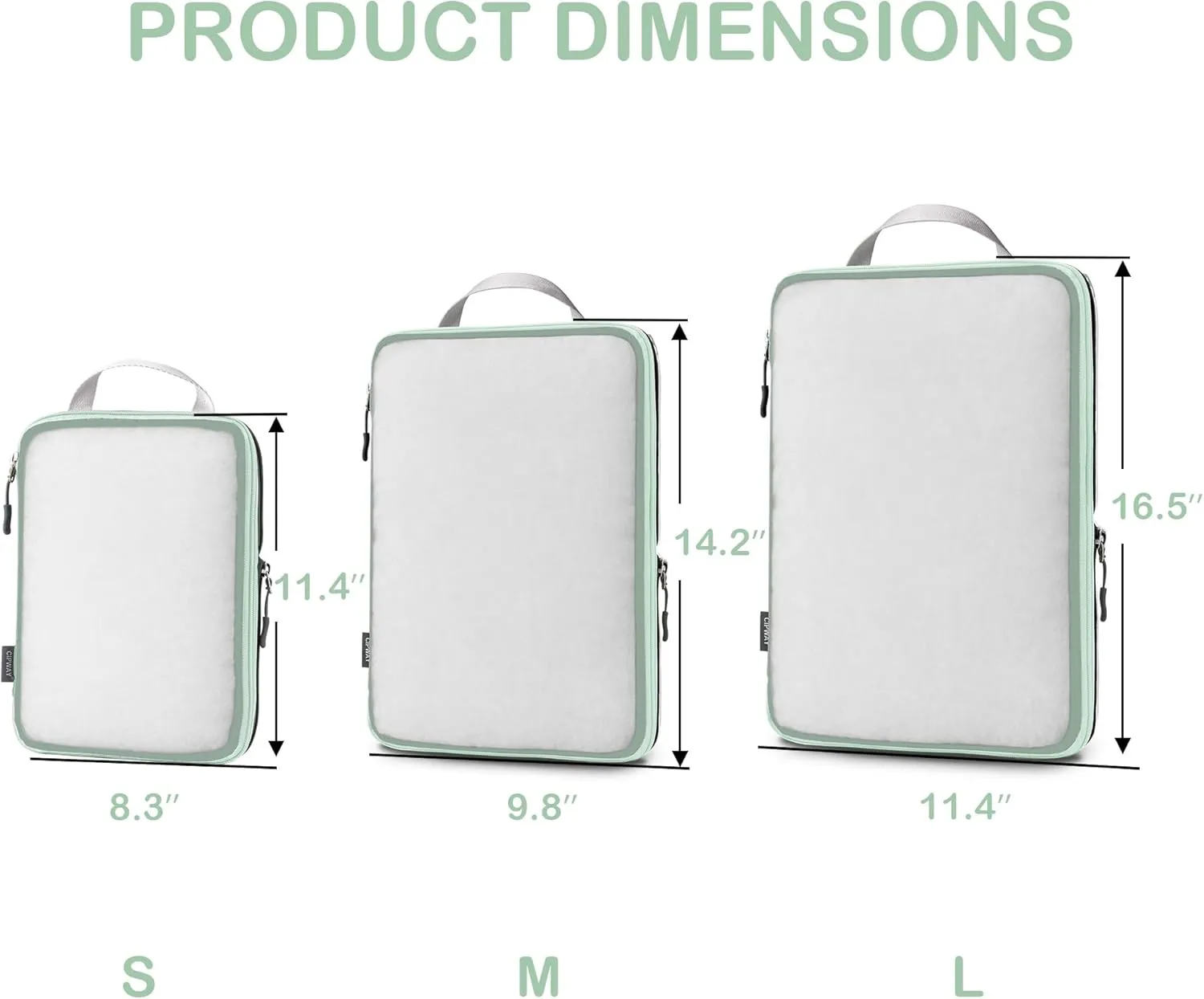 Cipway Mesh Compression Packing Cubes, Ultralight See Through Luggage Organizer Bags, Travel Essentials for Carry on Suitcase3 Pcs,Sage Green