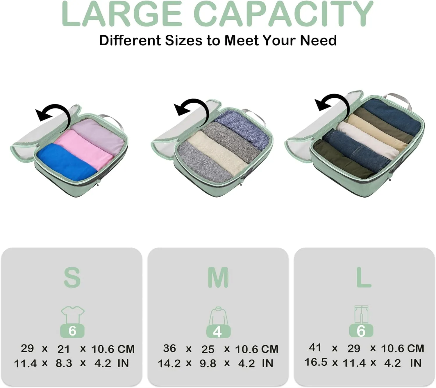 Cipway Mesh Compression Packing Cubes, Ultralight See Through Luggage Organizer Bags, Travel Essentials for Carry on Suitcase3 Pcs,Sage Green