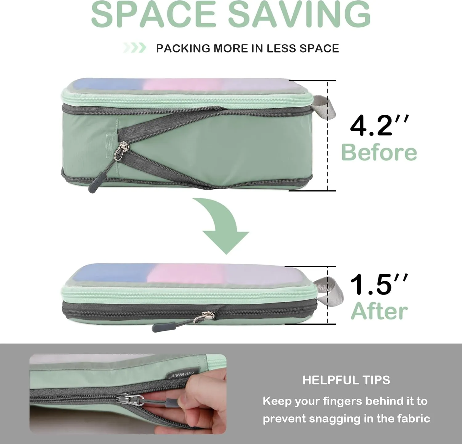 Cipway Mesh Compression Packing Cubes, Ultralight See Through Luggage Organizer Bags, Travel Essentials for Carry on Suitcase3 Pcs,Sage Green