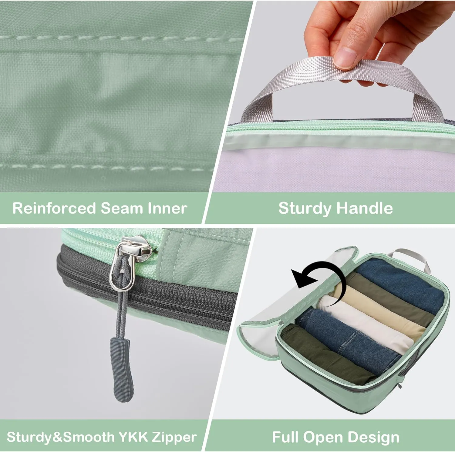 Cipway Mesh Compression Packing Cubes, Ultralight See Through Luggage Organizer Bags, Travel Essentials for Carry on Suitcase3 Pcs,Sage Green
