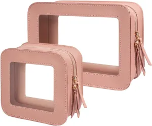 Clear Makeup Bag Set for Women, Travel Makeup Pouch Portable Waterproof Cosmetic Bags with Zipper Clear Toiletry Bag for Traveling Small Make up Pouch for Purse Mini Cosmetic Case Car Organizer Bag 