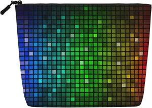 Colorful Square Print Cosmetic Bags for Women Large Capacity Purse Travel Toiletry Zipper Storage Pouch