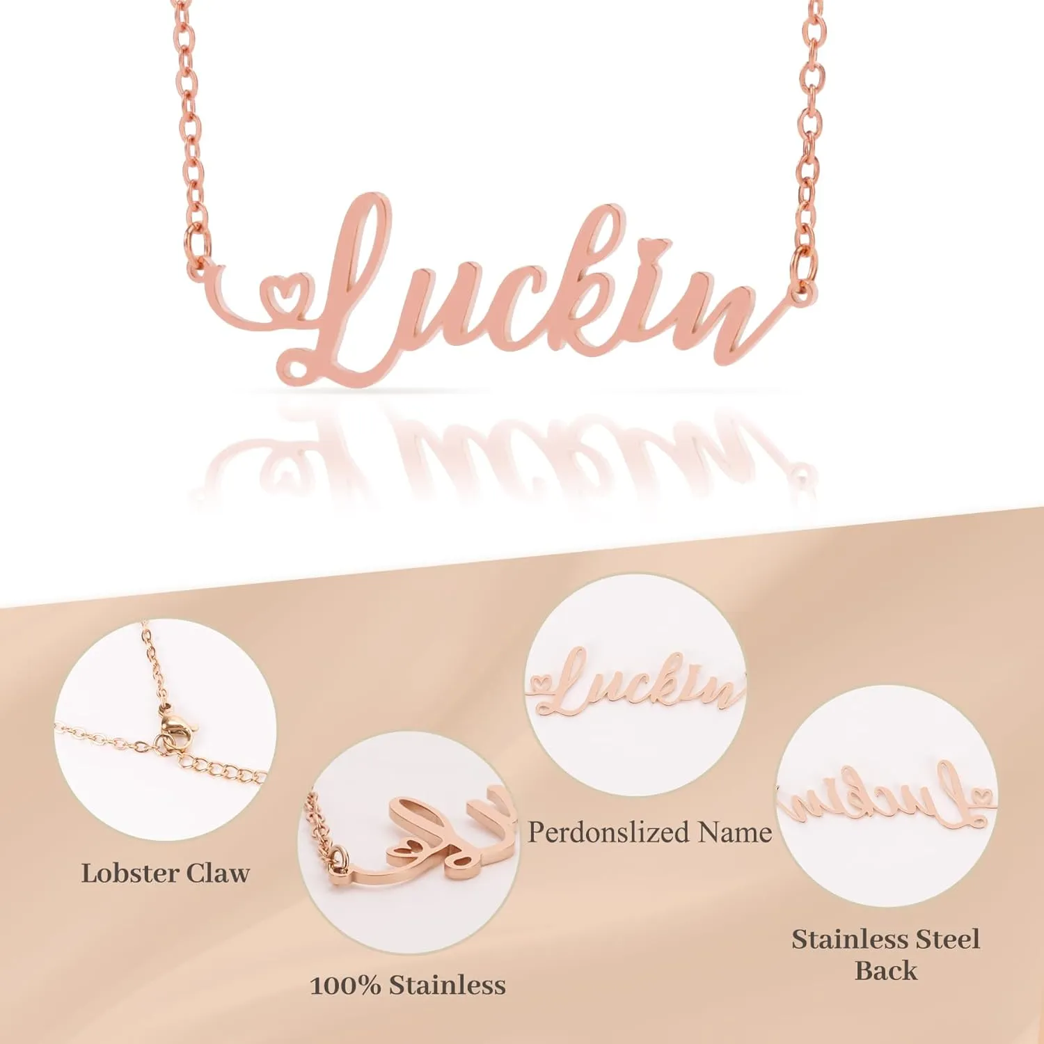 Custom Name Necklace, Plated Personalized Nameplate Jewelry, Stainless Steel Necklace, Pendant Jewelry Gift