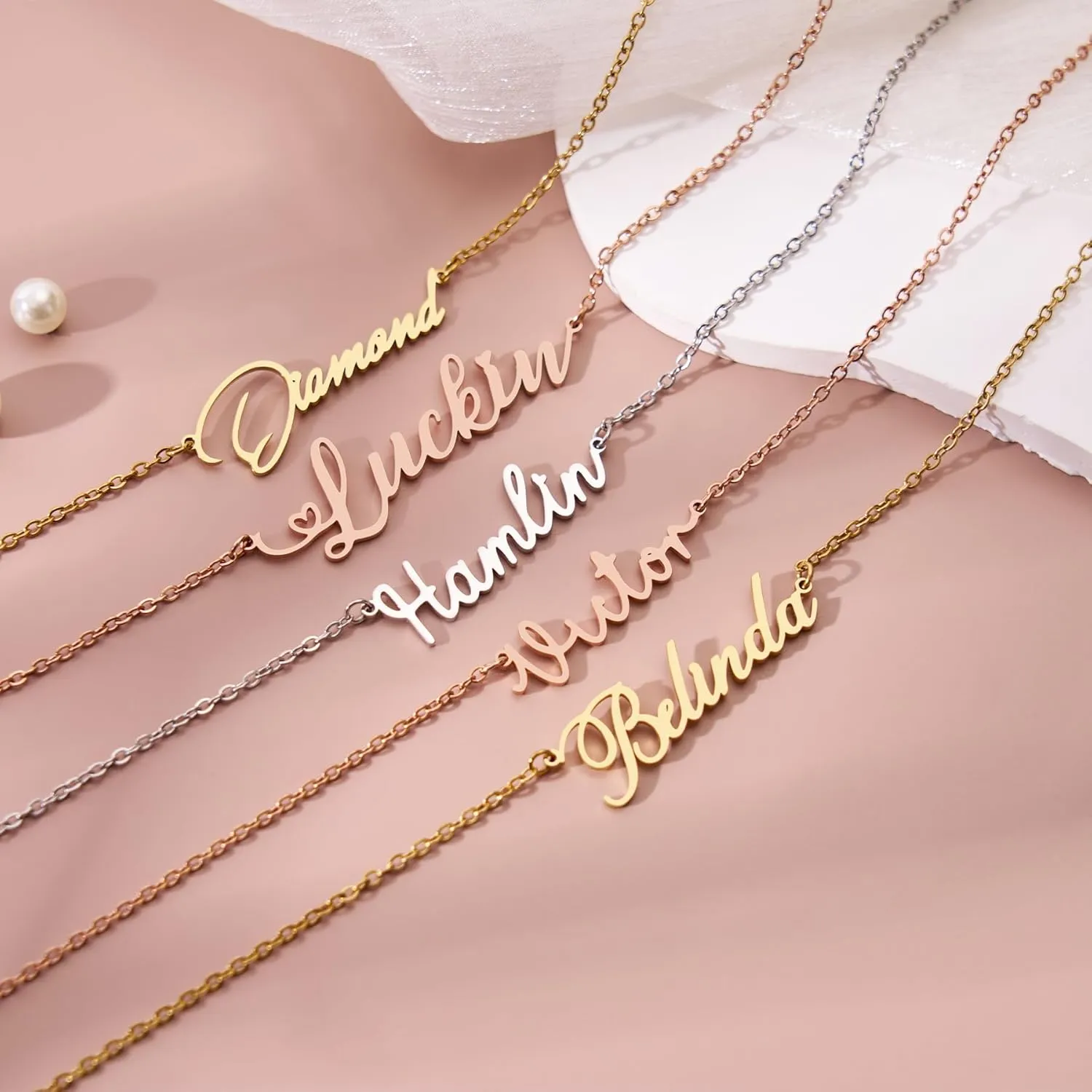 Custom Name Necklace, Plated Personalized Nameplate Jewelry, Stainless Steel Necklace, Pendant Jewelry Gift