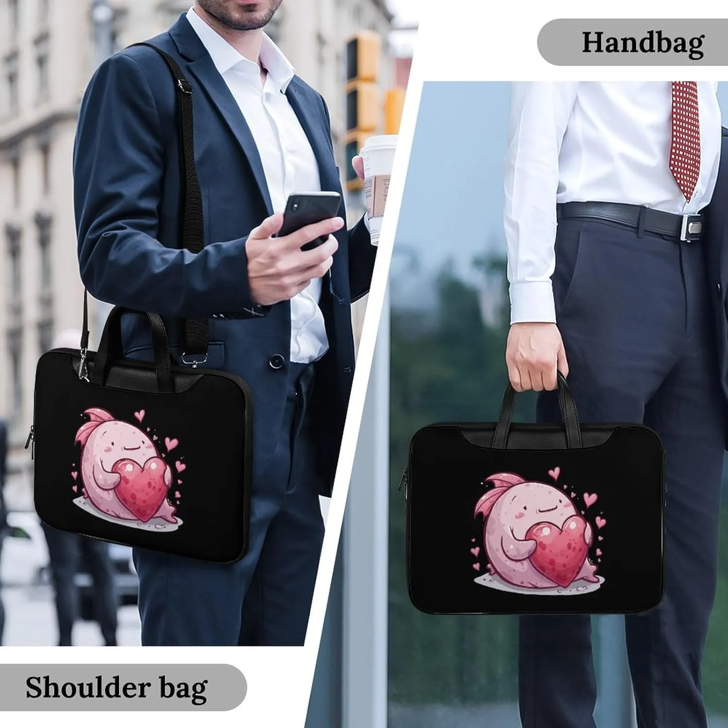 Cute Blobfish Hearts Laptop Tote Bag Waterproof Computer Carrying Case Business Office Briefcase