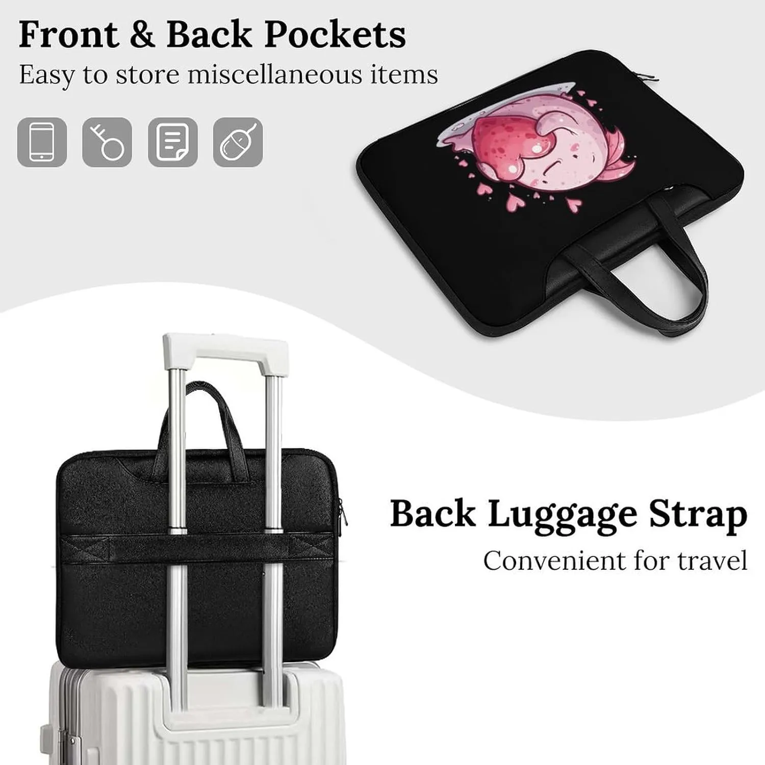 Cute Blobfish Hearts Laptop Tote Bag Waterproof Computer Carrying Case Business Office Briefcase