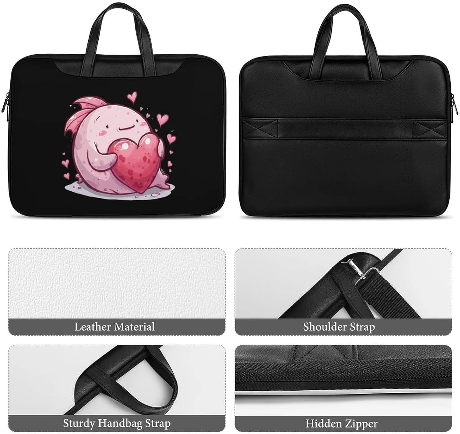 Cute Blobfish Hearts Laptop Tote Bag Waterproof Computer Carrying Case Business Office Briefcase