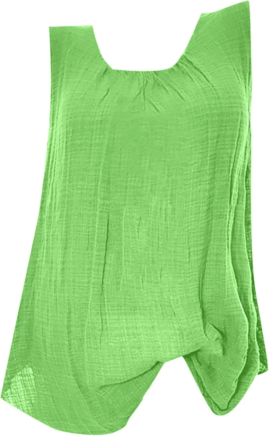 DASAYO Women's Sleeveless Linen Tank Tops Solid Color Crewneck Loose Tshirt Tanks Flowy Retro Gauze Going Out Shirt Blouse