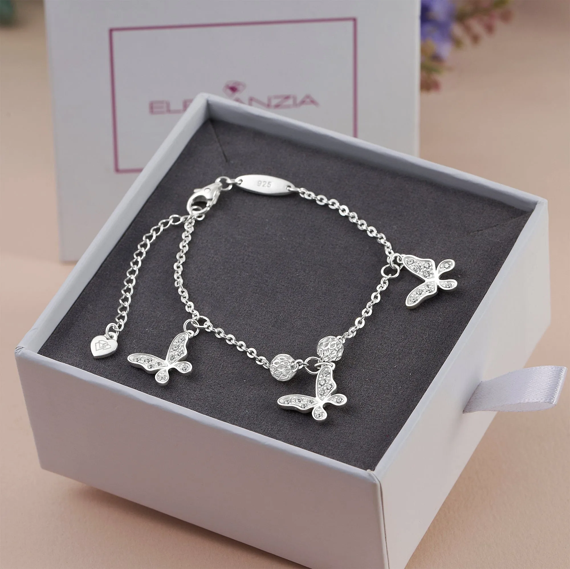 Dazzling CZ Butterfly Bracelet Sterling Silver