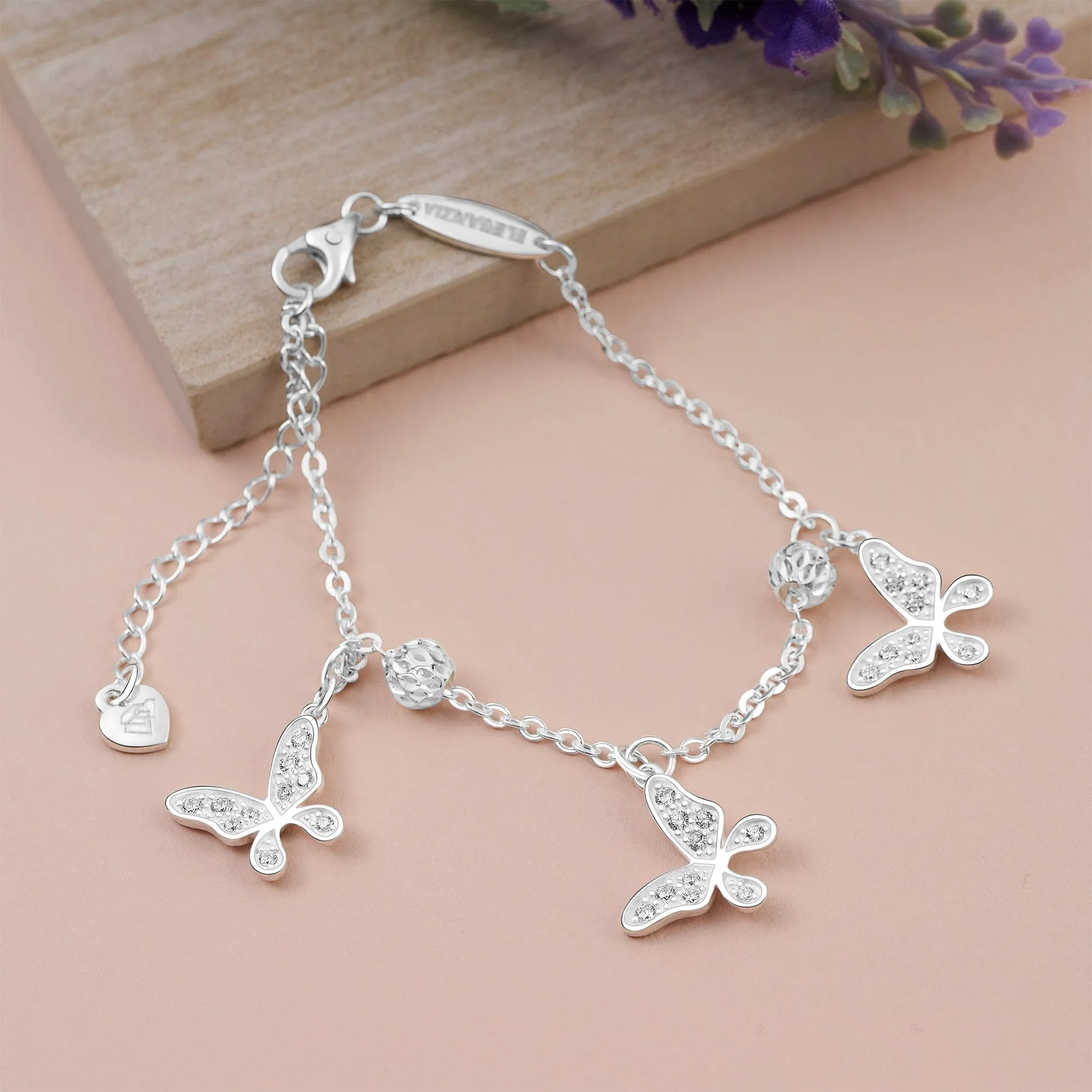 Dazzling CZ Butterfly Bracelet Sterling Silver