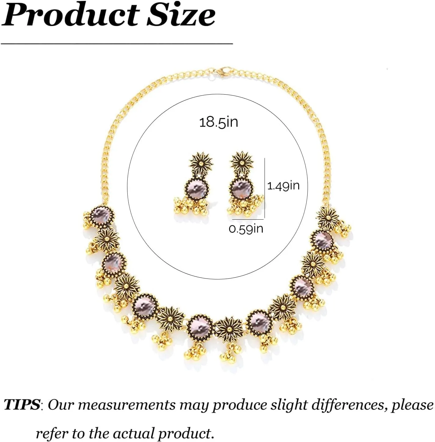 Dcfywl731 Indian Jewelry Sets for Women Bollywood Wedding Jewelry Necklace Set Oxidized Indian Choker Necklace with Maang Tikka Earrings Set Jewelry Gift