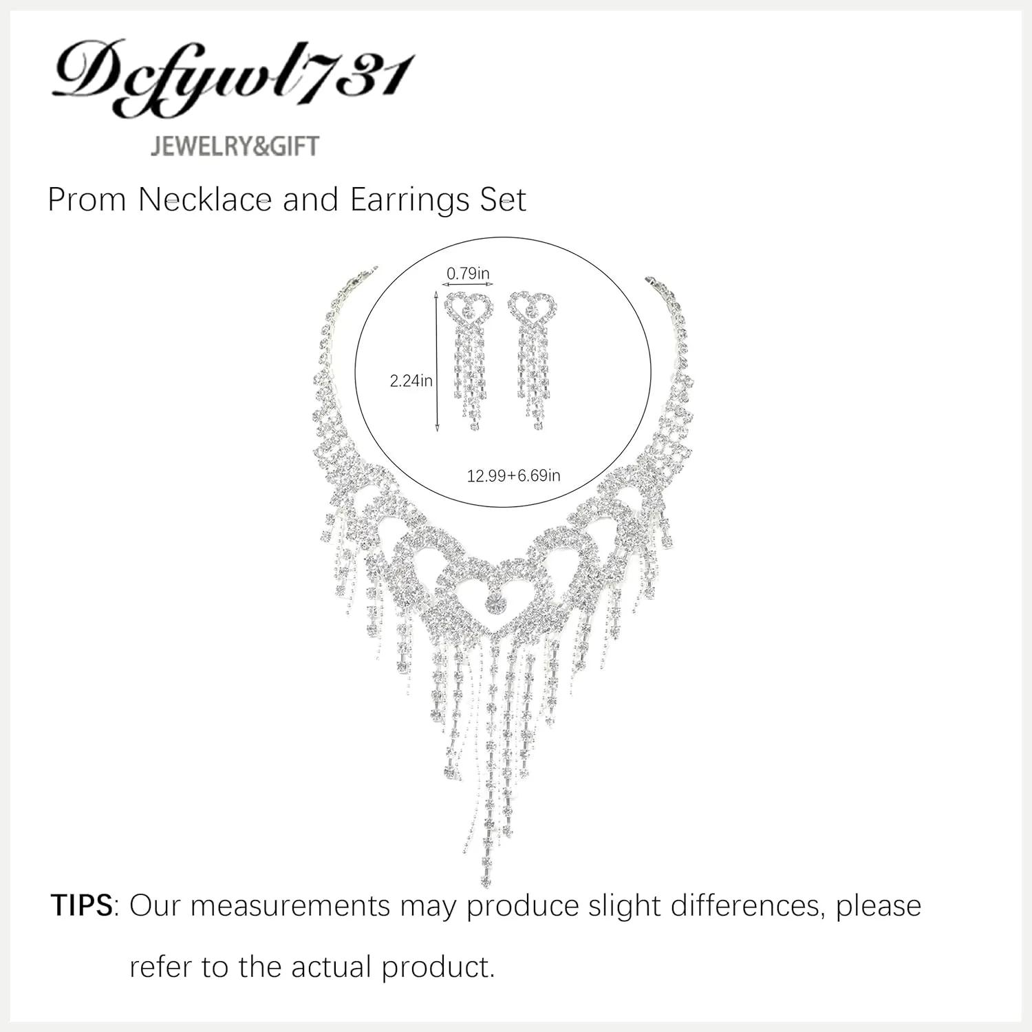 Dcfywl731 Silver Prom Jewelry Set Rhinestone Bridal Wedding Jewelry Sets for Brides Bridesmaid Formal Costume Jewelry Accessories for Wedding Prom Dresses 2025