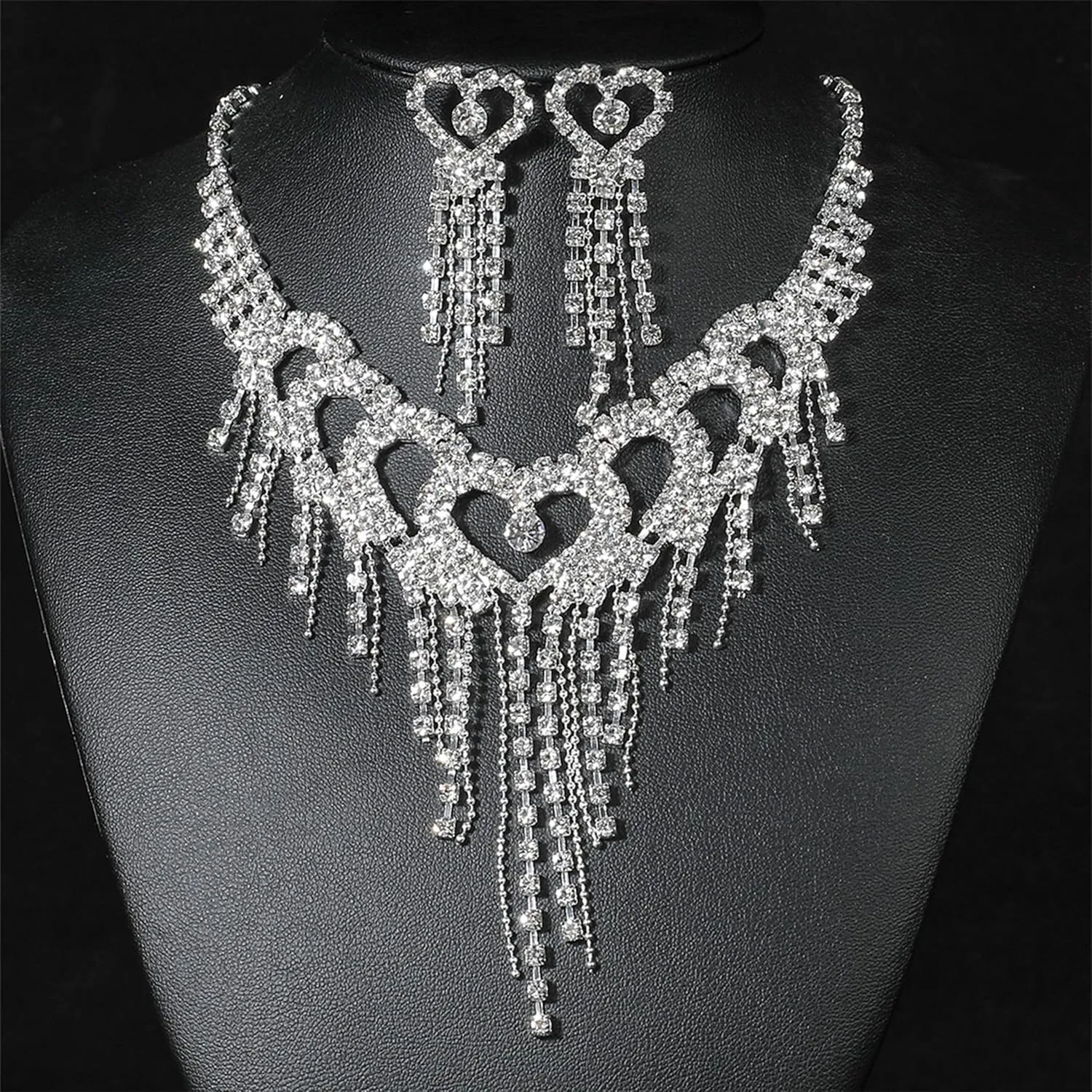 Dcfywl731 Silver Prom Jewelry Set Rhinestone Bridal Wedding Jewelry Sets for Brides Bridesmaid Formal Costume Jewelry Accessories for Wedding Prom Dresses 2025