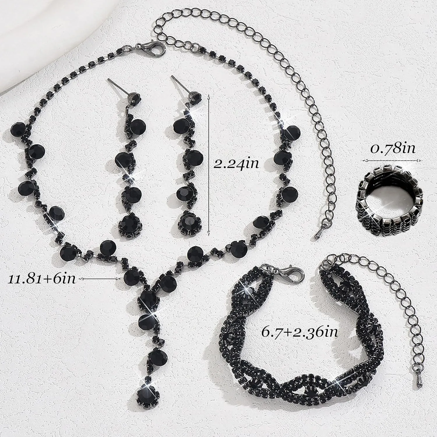 Dcfywl731 Silver Prom Jewelry Set Rhinestone Bridal Wedding Jewelry Sets for Brides Bridesmaid Formal Costume Jewelry Accessories for Wedding Prom Dresses 2025